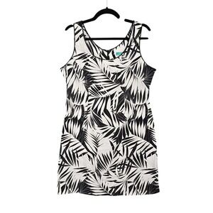 Cotton Connection Summer Dress Women Size 12 Black and‎ White Leaves Sleeveless